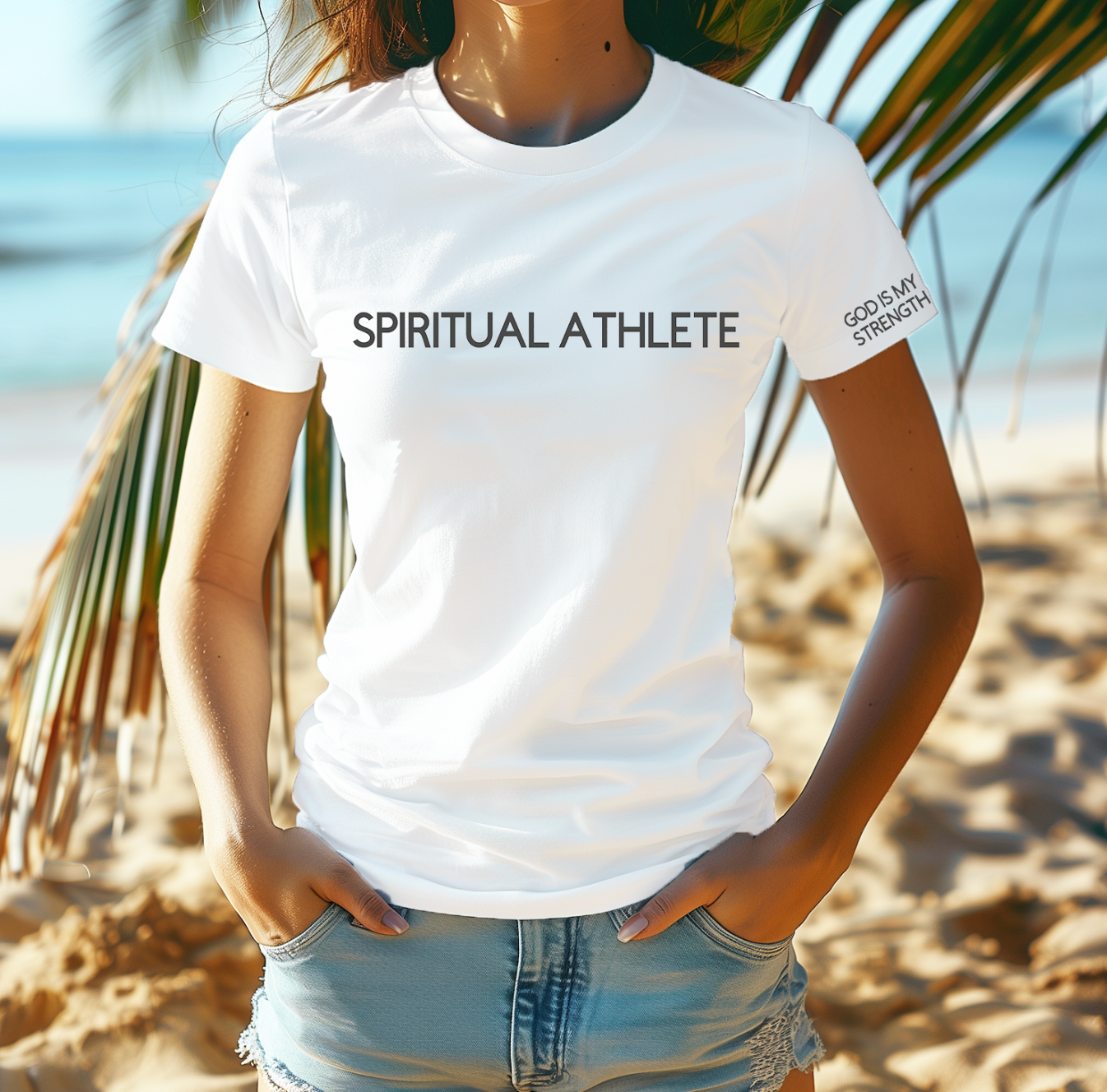 SPIRITUAL ATHLETE GOD IS MY STRENGTH ROUND NECK T SHIRT