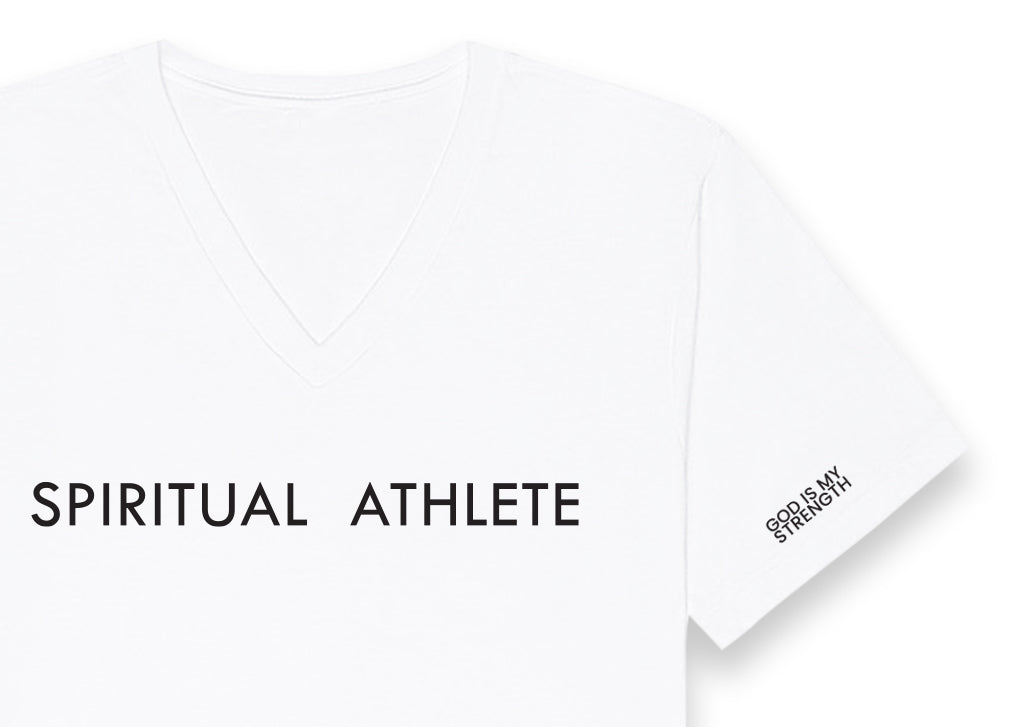 V NECK UNISEX SPIRITUAL ATHLETE GOD IS MY STRENGTH T SHIRT