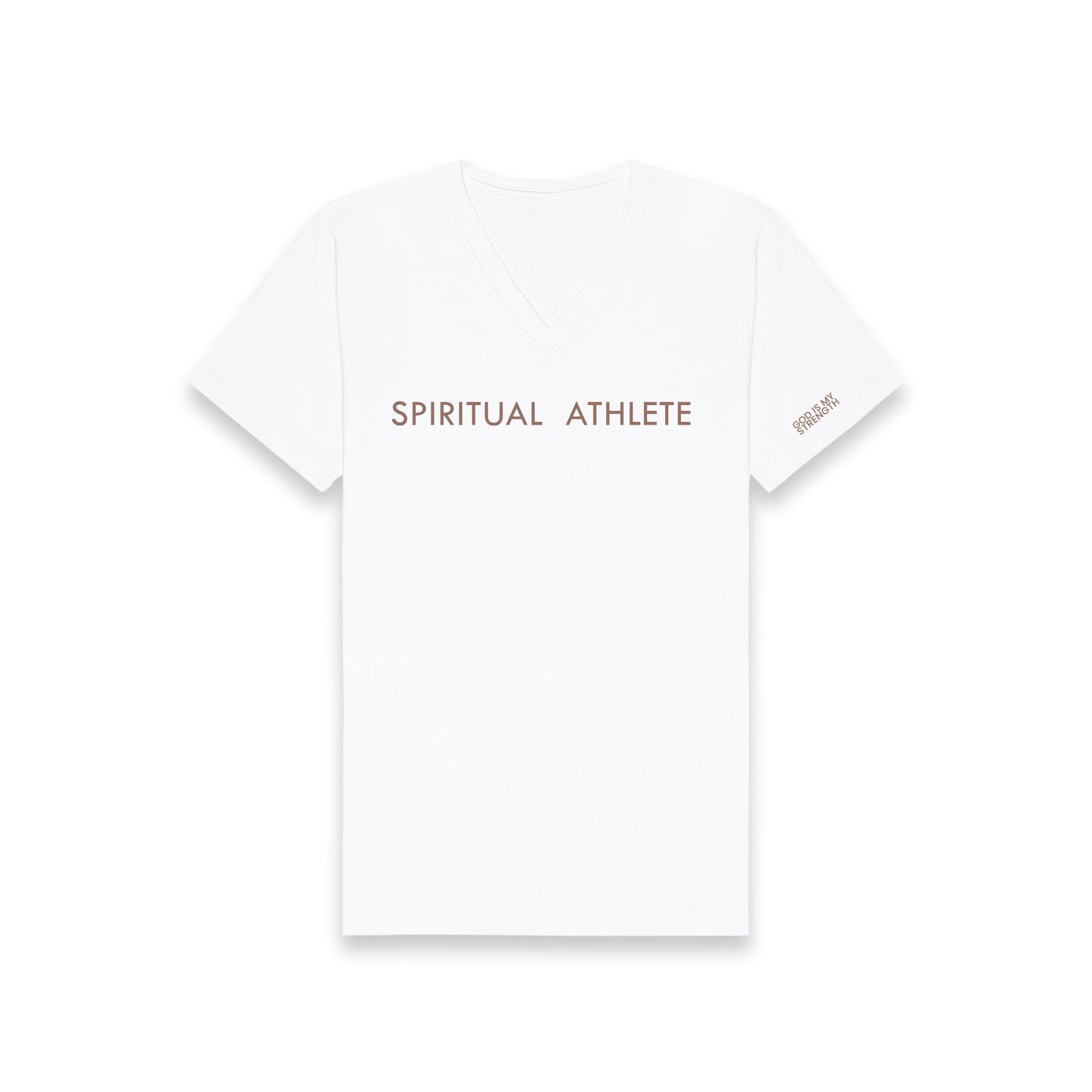 V-NECK UNISEX SPIRITUAL ATHLETE GOD IS MY STRENGTH T SHIRT