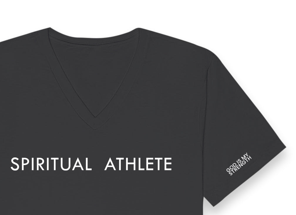 V NECK UNISEX SPIRITUAL ATHLETE GOD IS MY STRENGTH T SHIRT