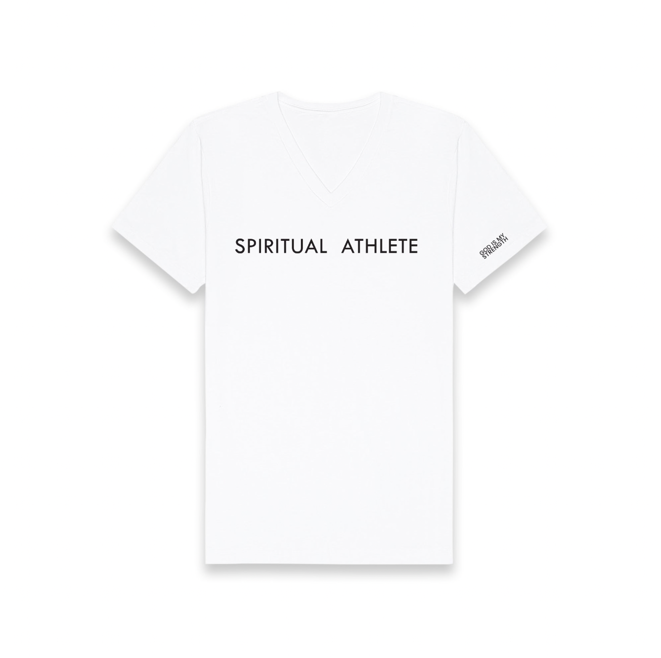 V NECK UNISEX SPIRITUAL ATHLETE GOD IS MY STRENGTH T SHIRT